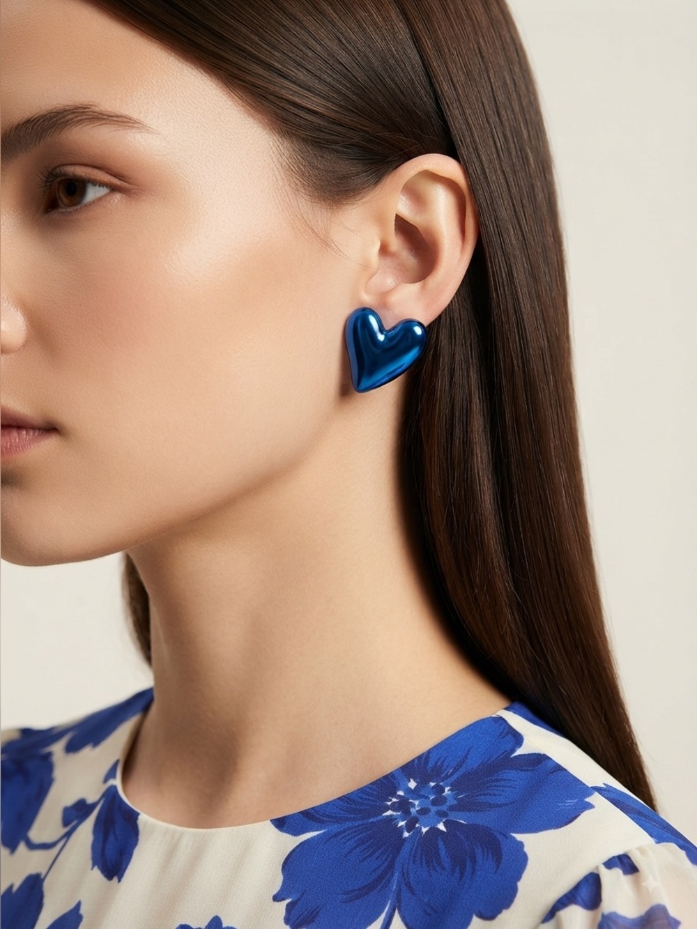 Blue Heart Acrylic Stud Earrings